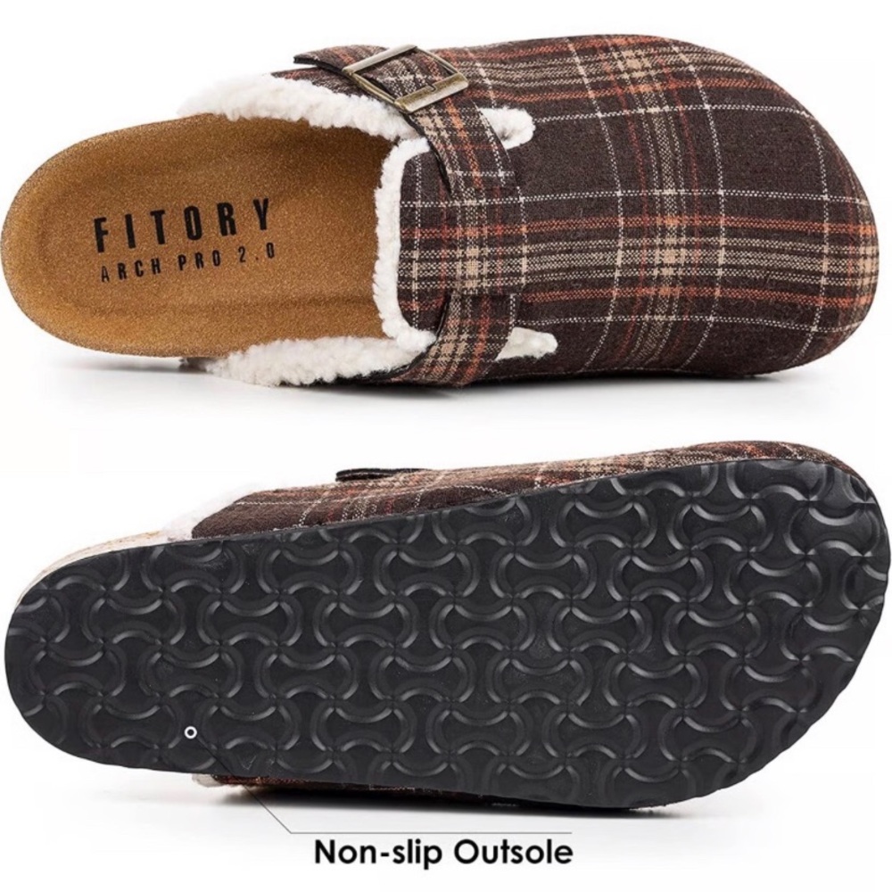 Fitory Women's Brown Plaid Slippers